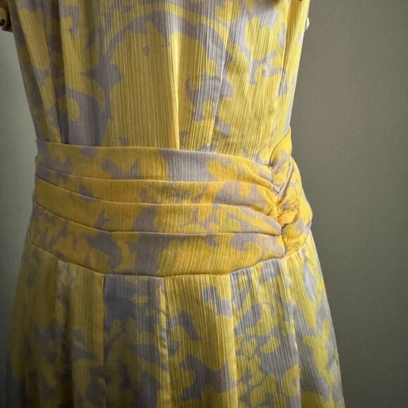 Unique Beautiful Alegense Collection Silky Tie-Neck Floral Dress Size Large - Picture 8 of 11